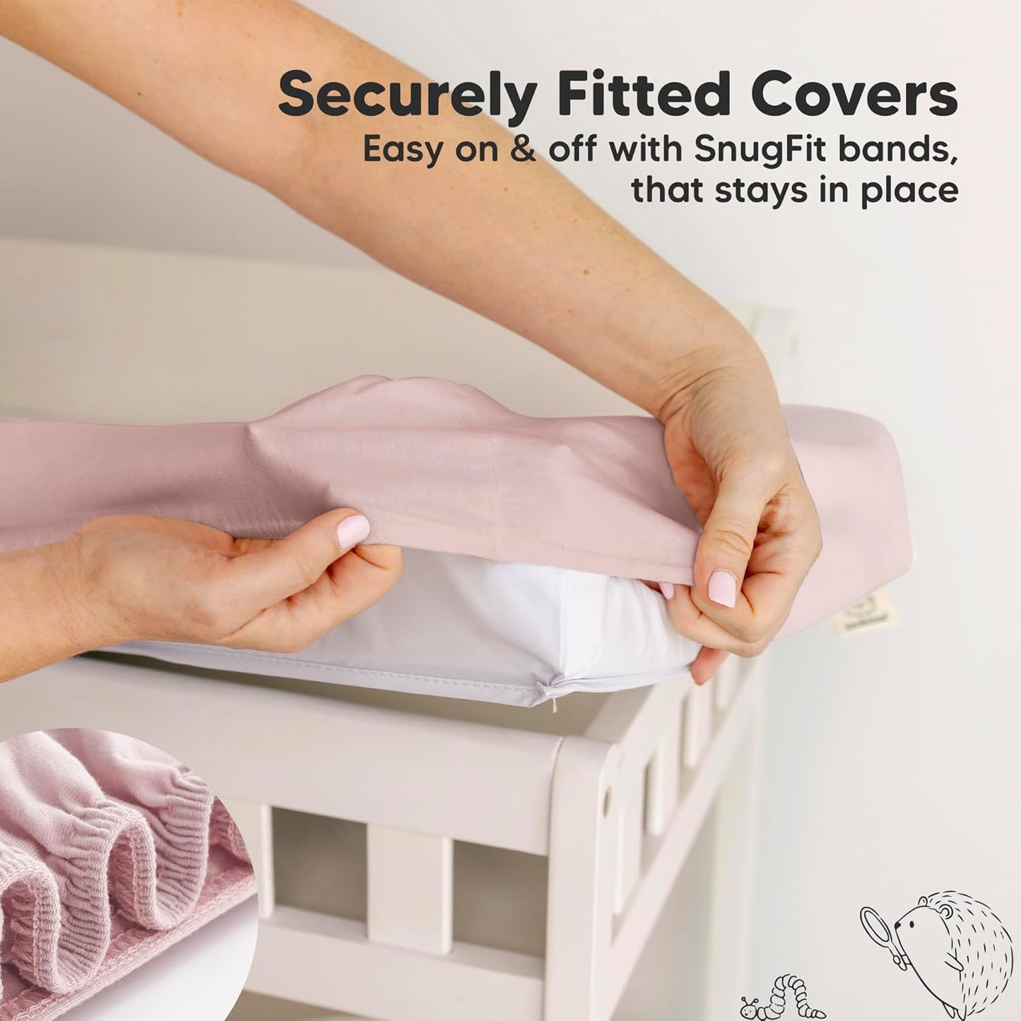 2-Pack Organic Changing Pad Covers for Girl, Boy, Neutral - 100% Cotton Changing Table Pad Cover, Soft Baby Nursery Diaper Changing Pad Sheets, Contour Changing Pads Liners, Change Pad Cover (Pastel)