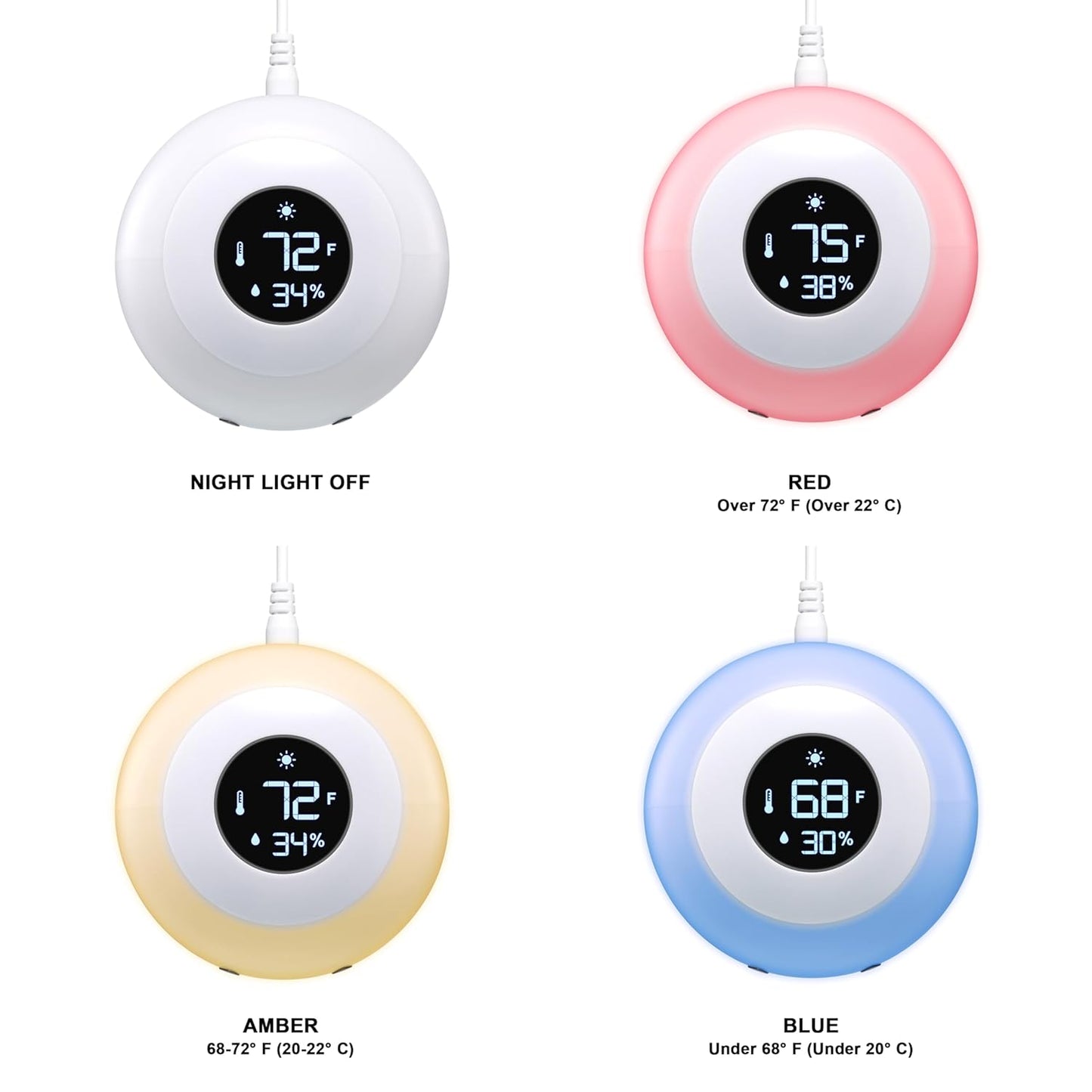 LittleHippo Kelvin Color Changing Night Light, Room Thermometer and Hygrometer (Humidity Monitor) for Nursery, Baby's Bedroom, Child's Room