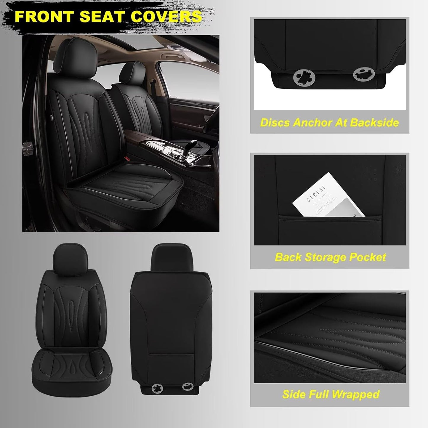 Car Seat Covers Fit for Mercedes-Benz GLC 2016-2024: Faux Leather Front Seat Covers Waterproof Auto Seat Protector with Compatible Airbag(2 Seats, Black)