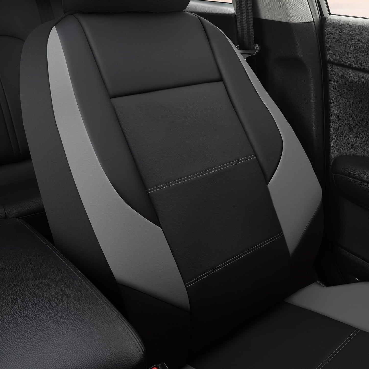 GIANT PANDA Front Car Seat Cover for Kia, Leather Bucket Seat Protectors Waterproof, Custom Fit Kia Sorento Sportage Forte Telluride K5 Seltos Soul Optima Carnival (2-Pack Gray)