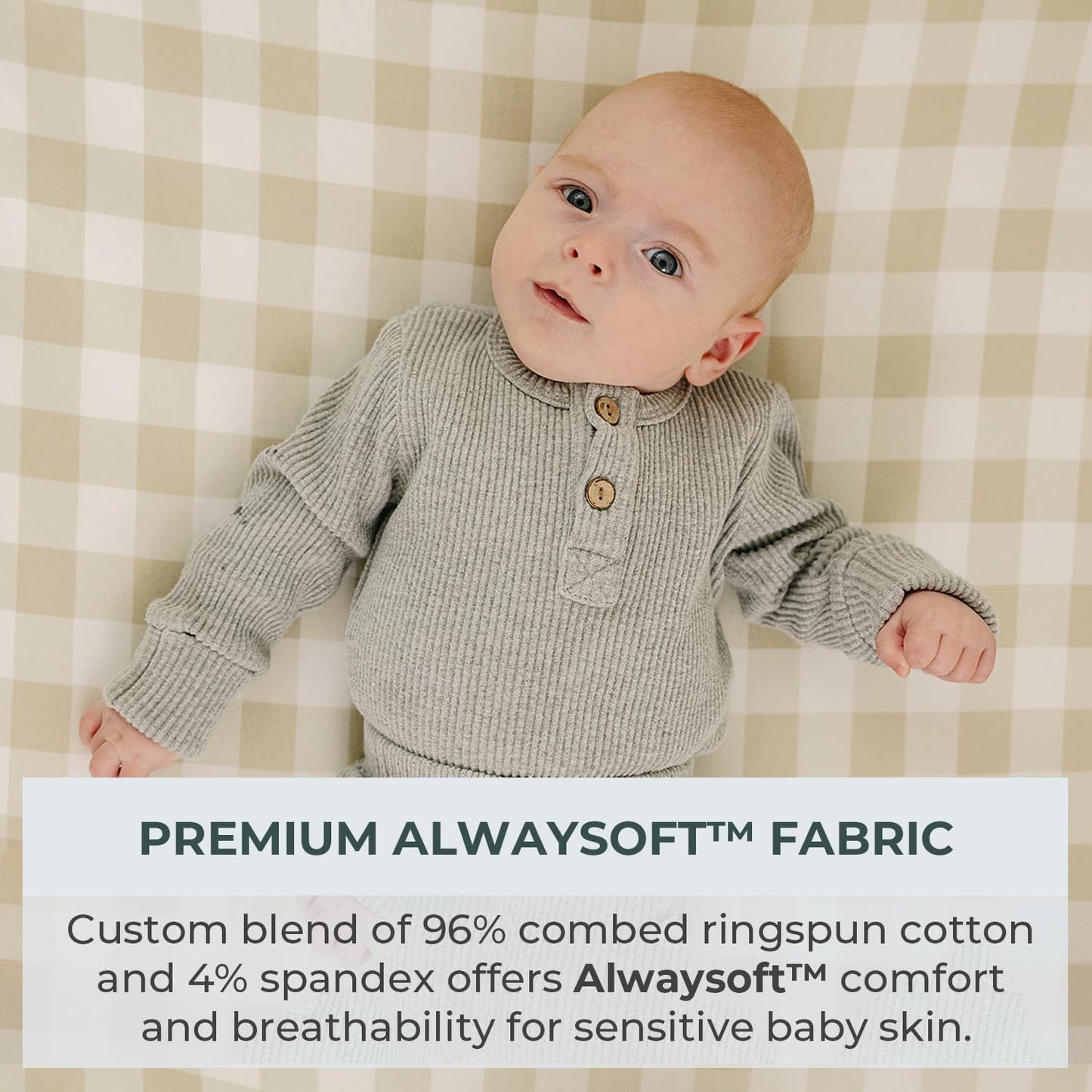 Pobibaby – 2 Pack Bassinet Sheets Boy, Bassinet Sheets Cotton for Girls and Neutral Nursery for Standard Rectangle Bassinets – Ultra-Soft Jersey Knit, Safe and Snug for Baby (Gingham Khaki)