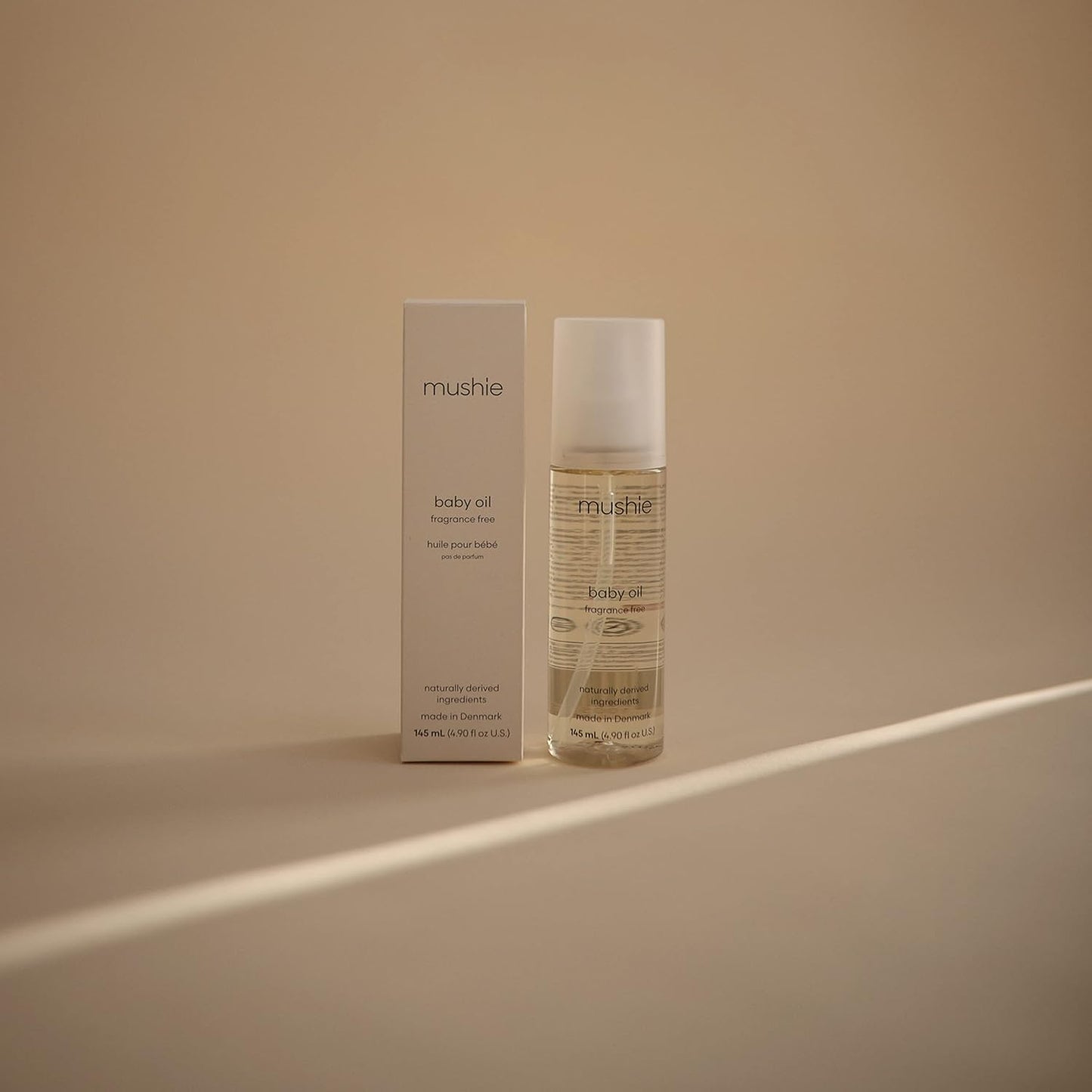 mushie Organic Baby Oil | Hypoallergenic, Lightweight to Prevent Moisture Loss | Certified COSMOS ORGANIC | Made in Denmark, 4.9 fl oz (145 mL)