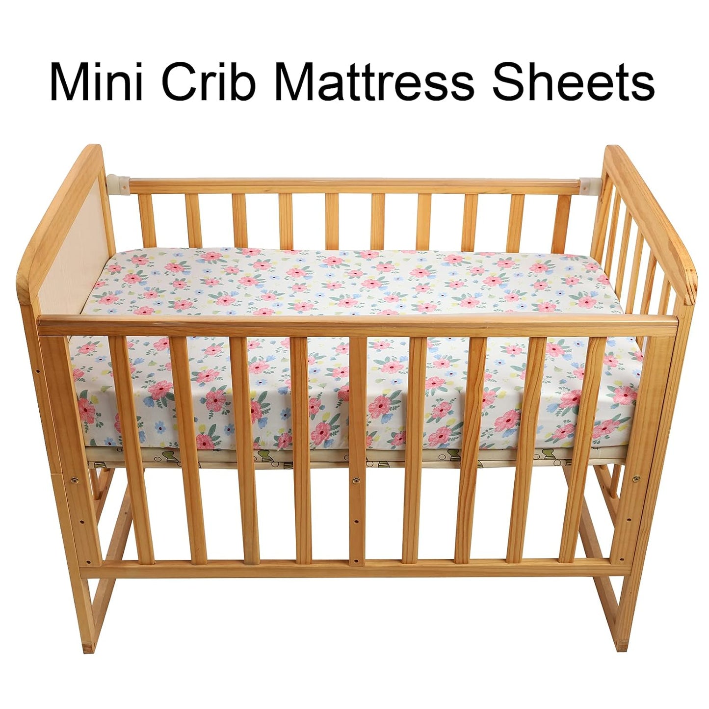 Onacosht Pack n Play Playard Fitted Sheets 2 Pack Set for Baby Girl Soft Stretchy Jersey Knit Portable Mini Crib Mattress Cover, Pink Floral