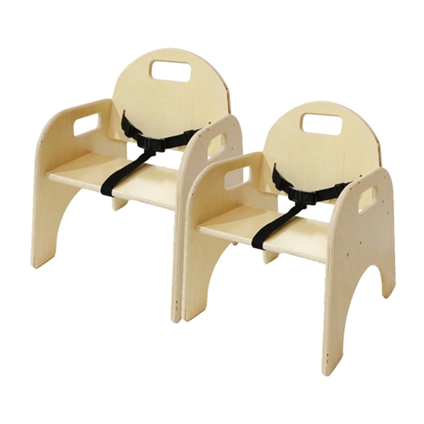 Montessori 13" H Birch Plywood Wooden Feeding Chair for Babies and Toddlers with 3 Point Safety Harness Suitable for Kids Between 3-7 Years [Set of 2, Fully Assembled]