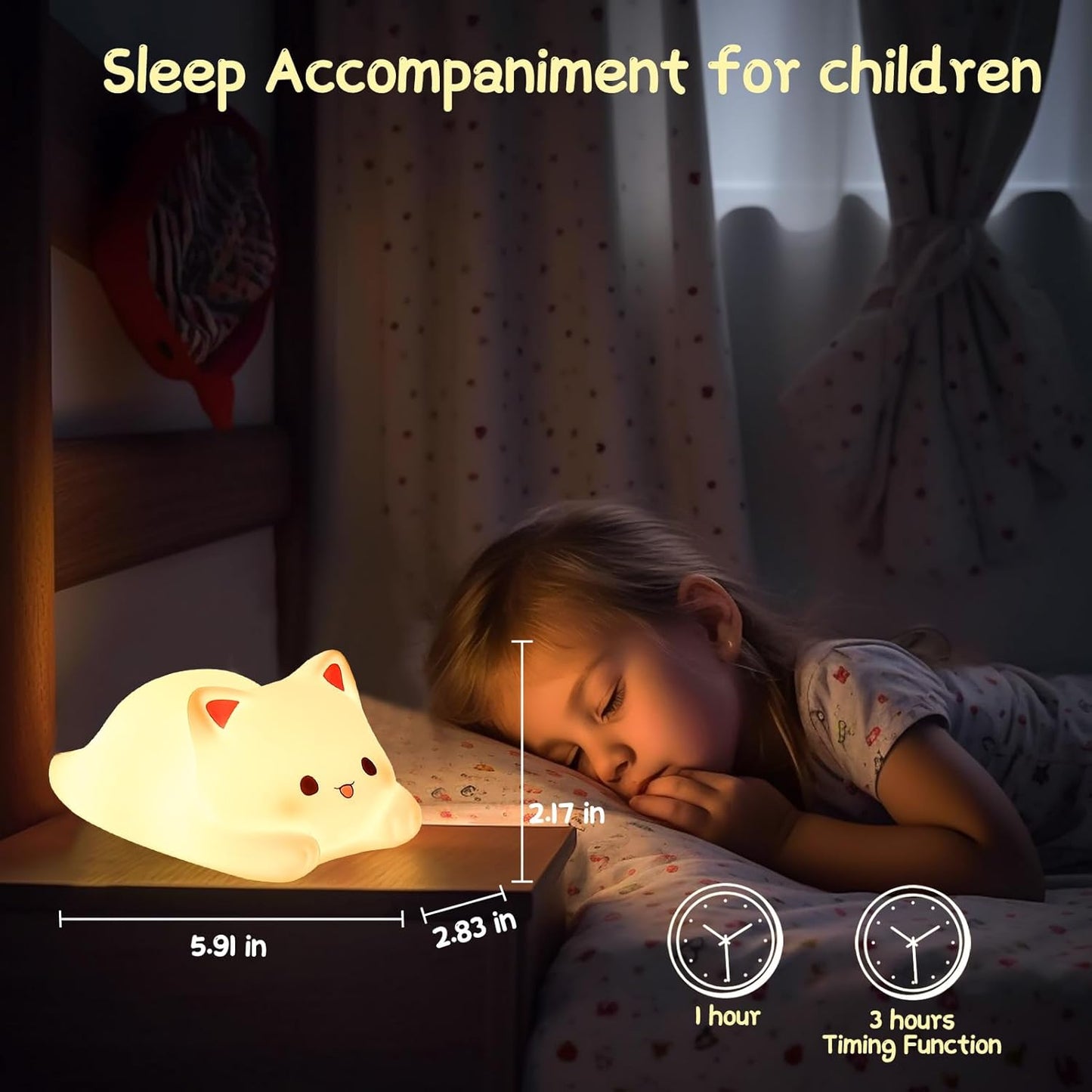 ZKLiLi Night Light for Kids Lamp, 16 Colors Cat Lamp Cute Lamp, Dimmable Baby Night Lights for Nursery,Silicone Rechargeable Nightlight for Kids Room, Kawaii Room Decor Cat Decor,Cute Gifts for Girls