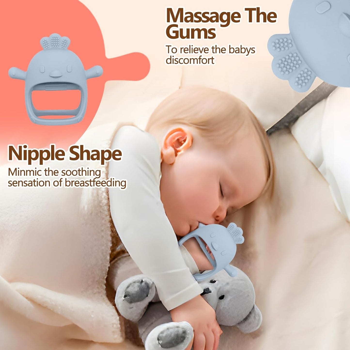 Baby Fruit/Food Feeder with Breastmilk Popsicle Molds & Teether Combo Food Grade Silicon for 6M+ Breastmilk Pops, Frozen Fruit, Baby Teething Relief, Christmas Idea Gift (Blue)