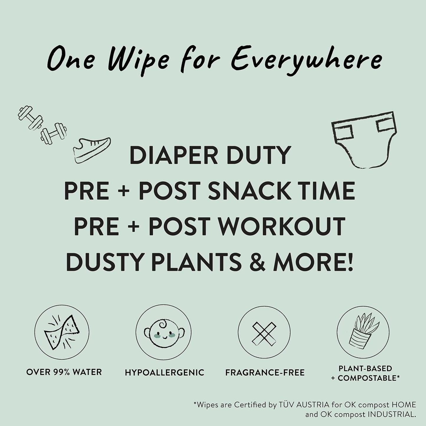 The Honest Company Clean Conscious Multi-Use Wipes Hypoallergenic and Unscented for Sensitive Baby Skin Over 99% Water Compostable Plant Based Baby Wipes Rose Blossom 60 Count