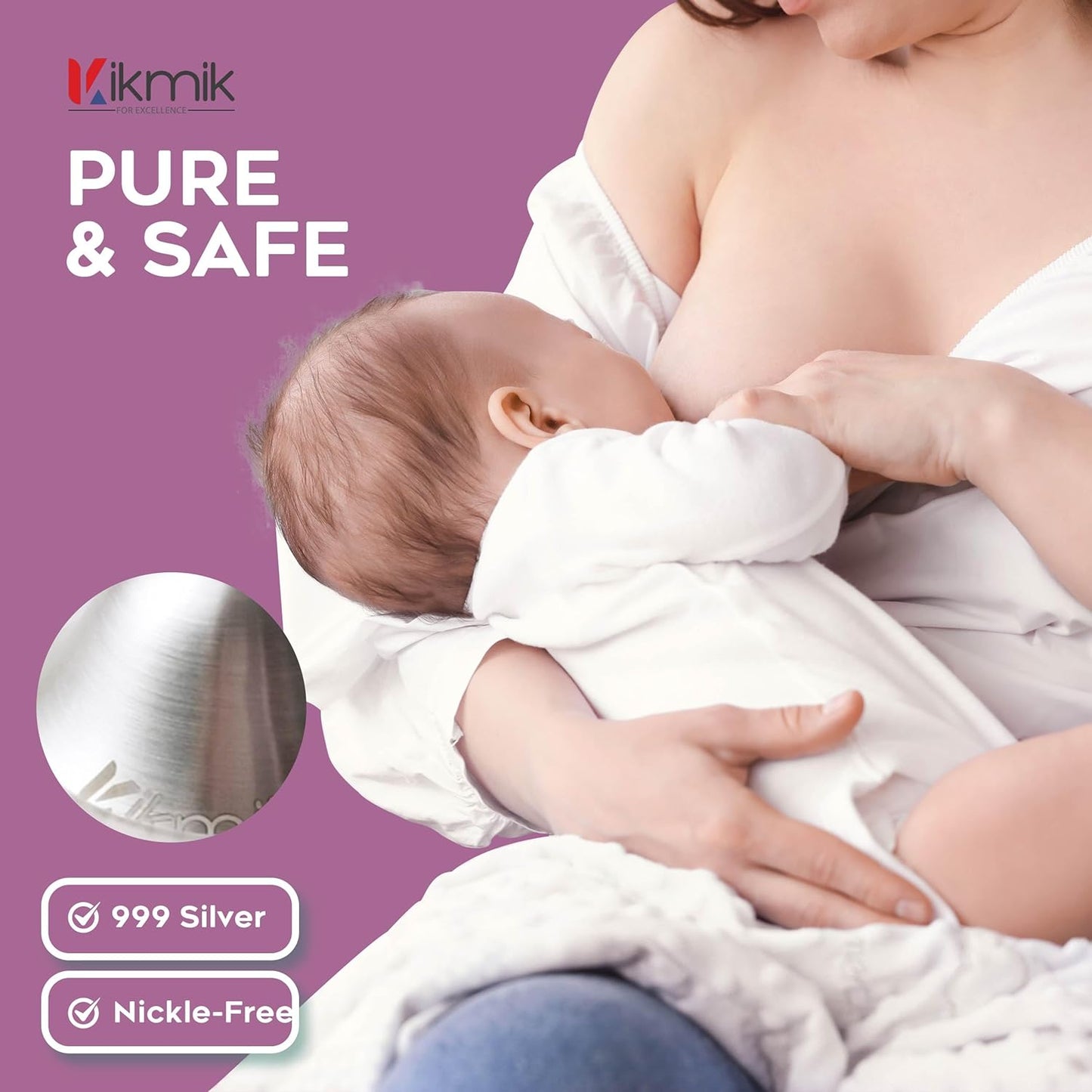 The Original Silver Nursing Cups with O-Feel Rings - 999 Silver Nipple Shields for Newborn Essentials - Reusable Nipple Covers for Breastfeeding Nursing Pads Pain Relief & Protection - Regular