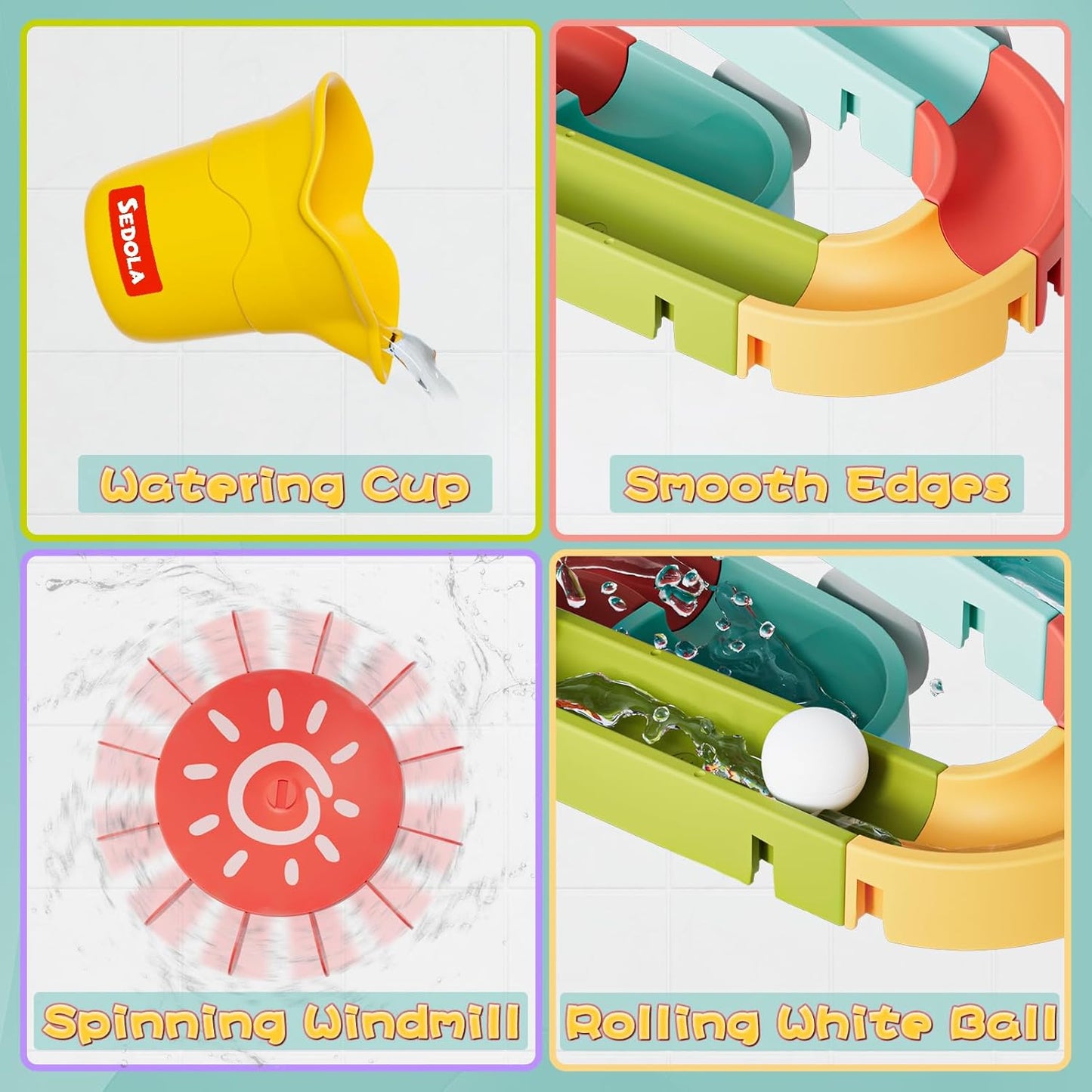 Bath Toys for Toddler 1-3, Kids Bathtub Time, Slide Wall Track for 1 2 Year Old, Dinosaur Spinning Toys 12-18 Months , Fun Birthday Gift for Baby Boys & Girls