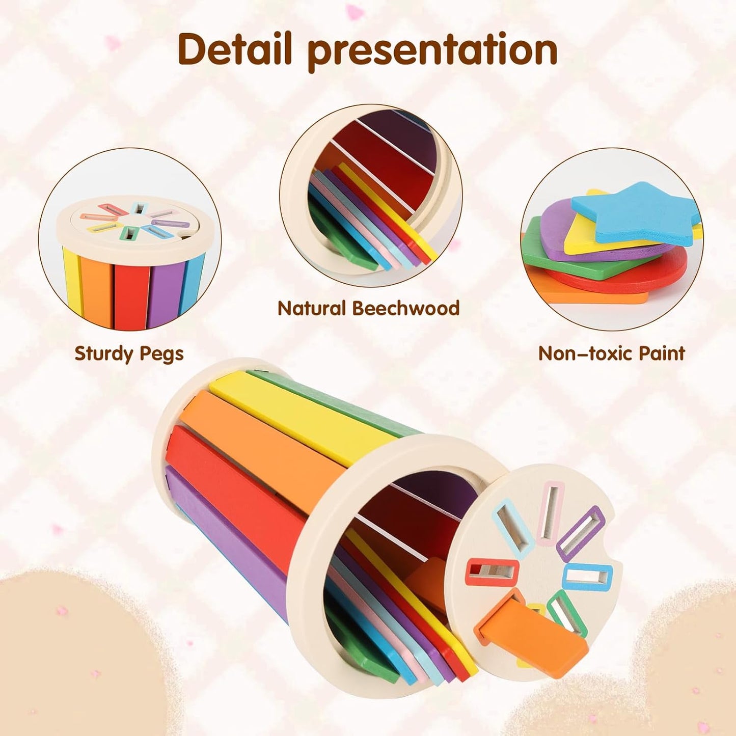 nunukuids Montessori Toys for 1+ Wooden Color Sorting Toys for Toddlers 1-3 Year Old Toddlers Fine Motor Skills Development Color Sorting Fun