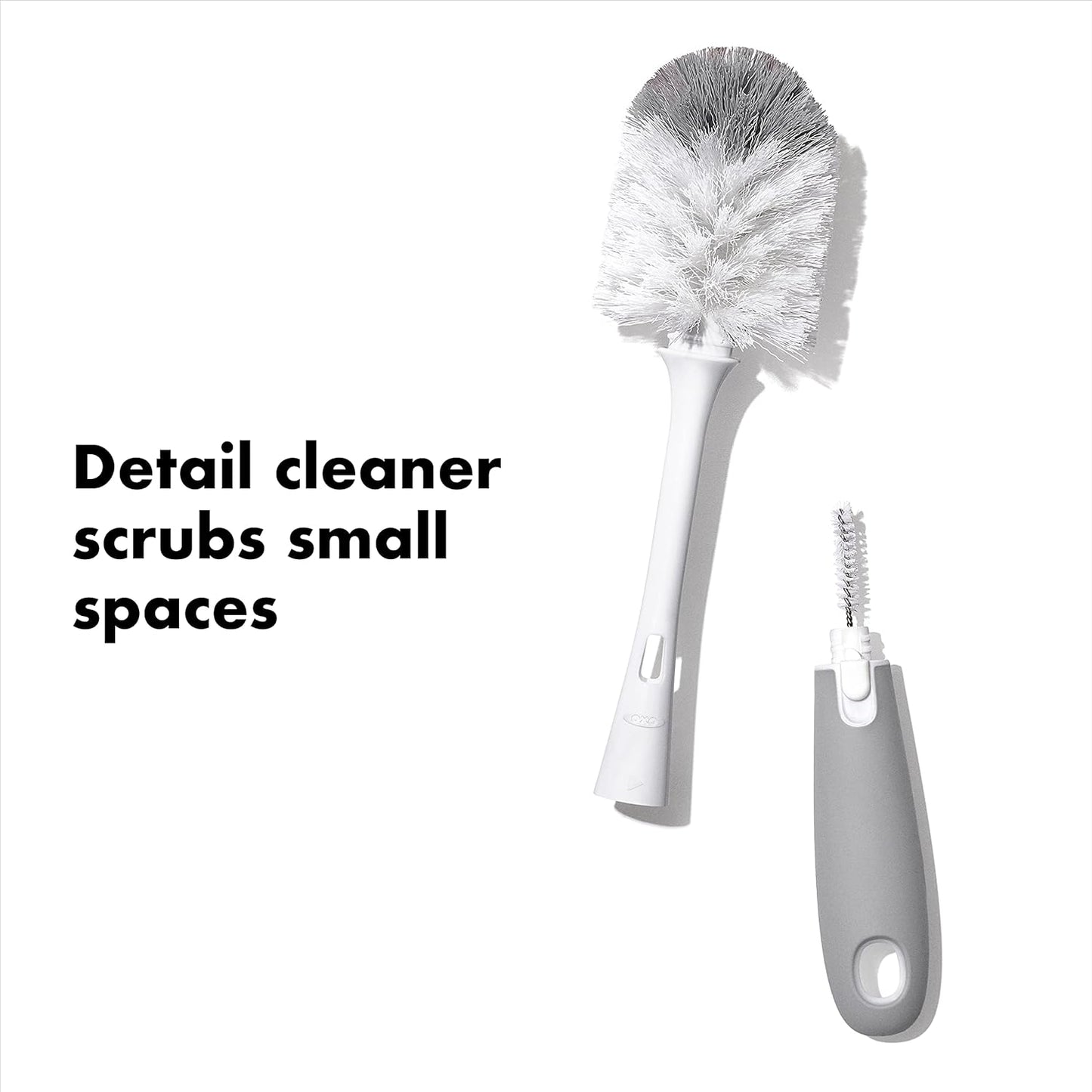 OXO Tot Bottle Brush with Nipple Cleaner and Stand – Gray, 2-Pack