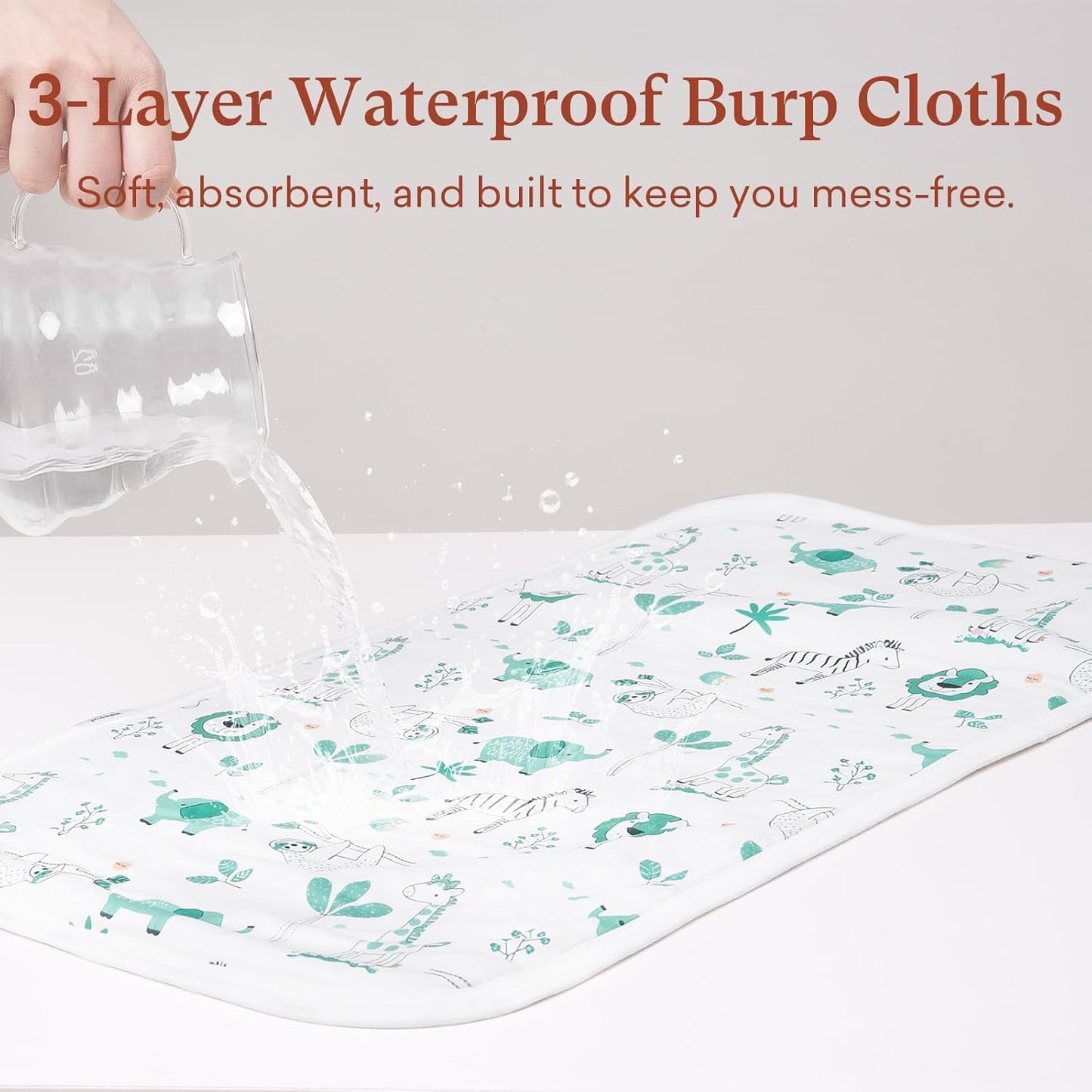 Premium 8-Pack Waterproof Baby Burp Cloths, Extra Large 13"X26" Soft Absorbent Burping Clothes for Newborns and Infants, Baby Shower Boys Girls