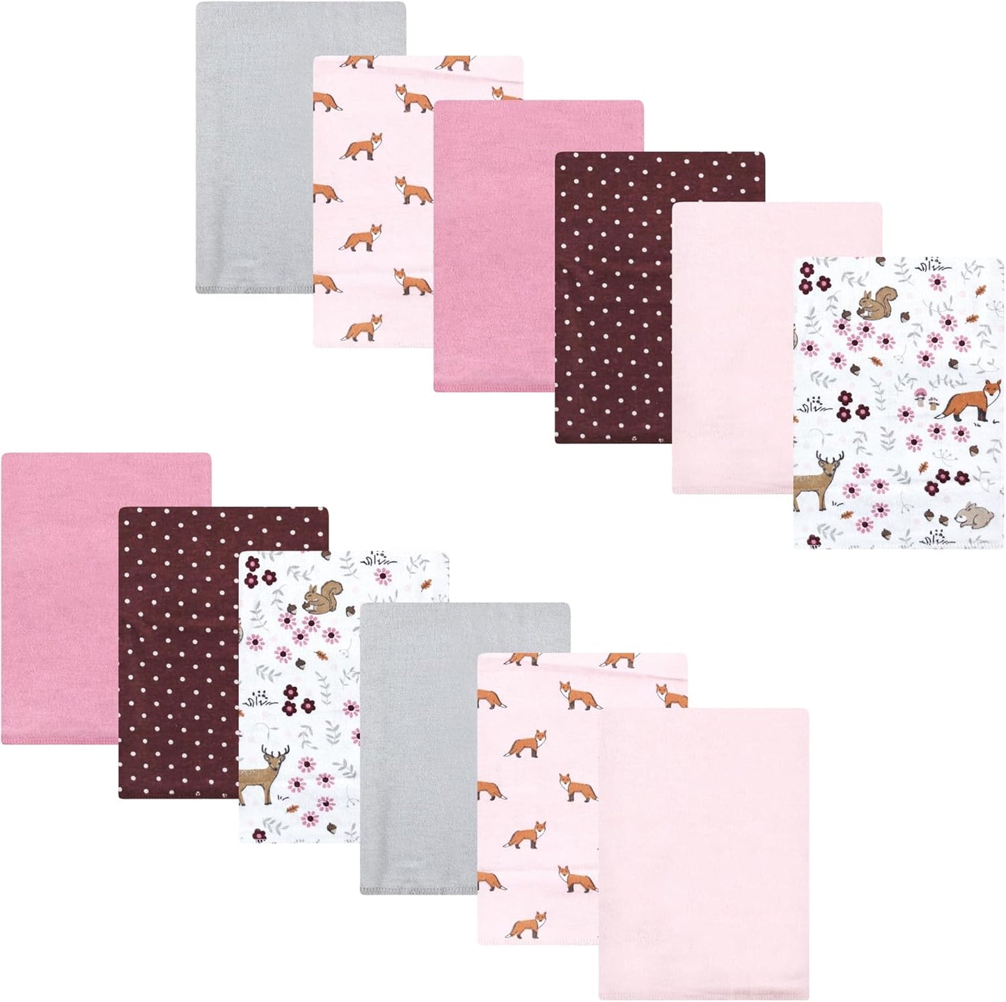 Luvable Friends Hudson Baby Flannel Burp Cloths 12pk, Forest Woodland