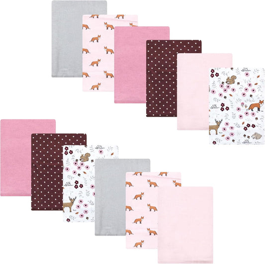 Luvable Friends Hudson Baby Flannel Burp Cloths 12pk, Forest Woodland