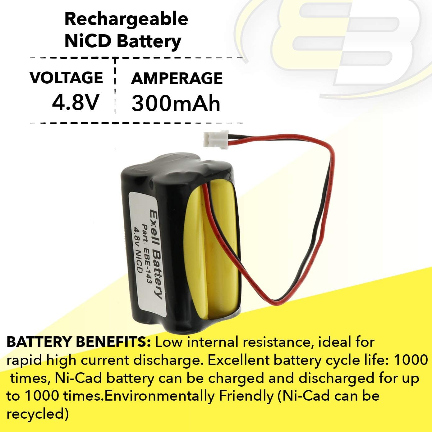 Exell Battery for Summer Infant Baby Monitor 02090, 0209A, 02100A-10, 0210A, 02720, HK1100AAE4BMJS