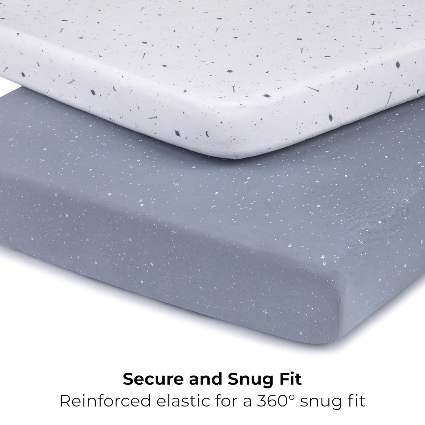 Ely’s & Co. Pack and Play Sheets, for Mini/Portable Crib, 2 Pack Fitted Playpen Play Yard Sheet Set Compatible with Graco Pack n Play, for Baby Boys, 100% Cotton, Celestial Blue Print, 38”x24”x5”