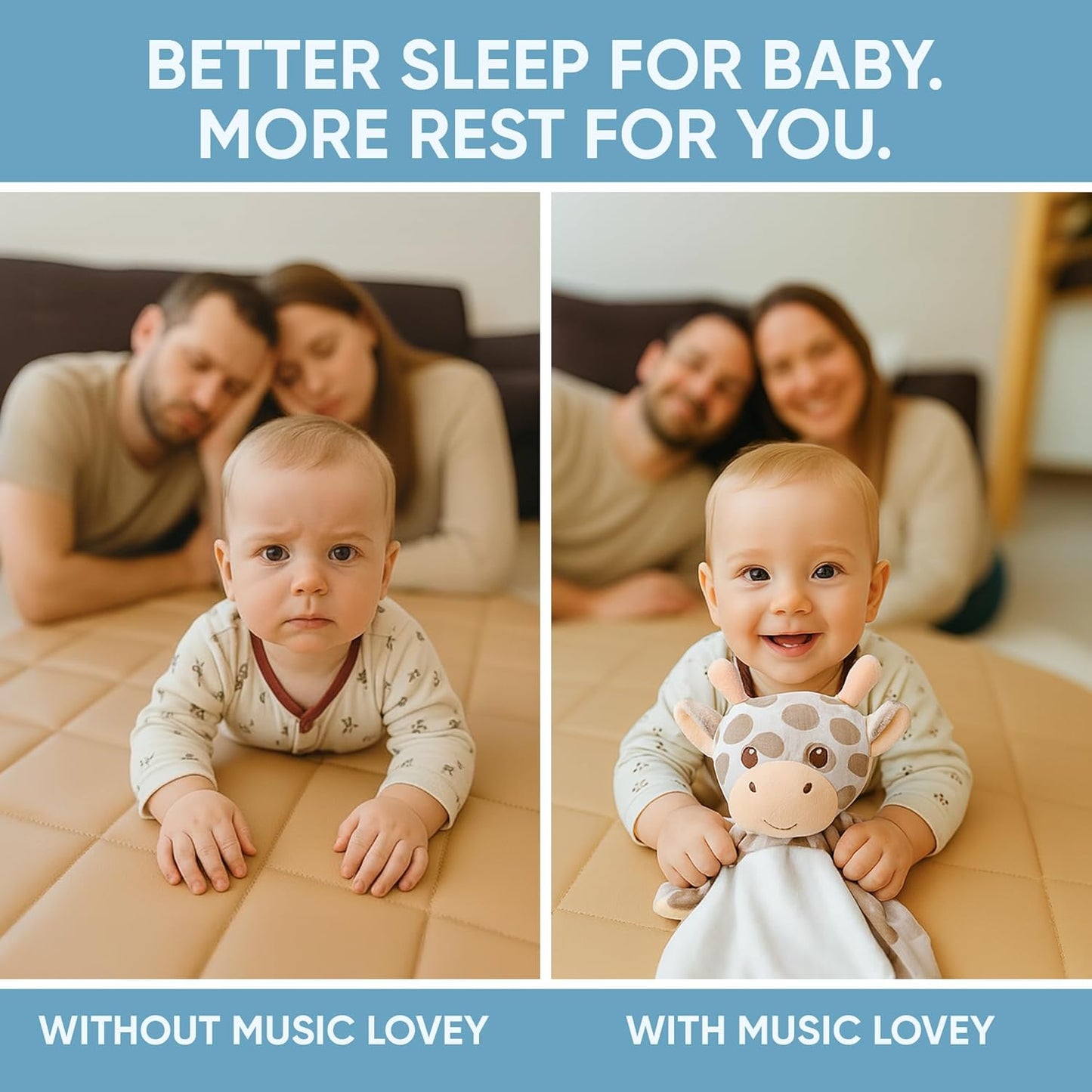 Baby Sleep Soother Beige & White Giraffe Plush with Heartbeat & Lullaby Sounds, 4-in-1 Sound Machine, Security Blanket & Pacifier Holder, Baby Registry Essential & Christmas Gift for Newborns, Infants