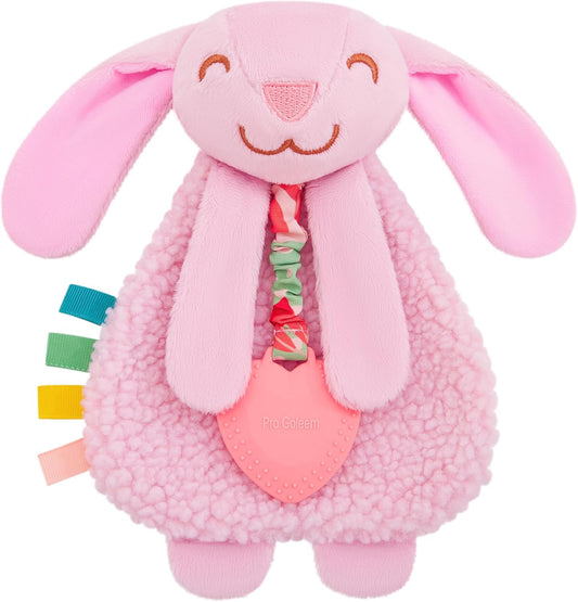 Pro Goleem Bunny Loveys for Babies Girl and Boy, Baby Lovey with Teether, Baby Toys 0 3 6 9 12 Months, Safety Teething Toys for Babies Infant Newborn and Toddler Gifts