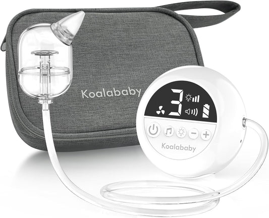 Koalababy Electric Nasal Aspirator for Baby – Hospital-Grade Nose Suction, 9 Suction Levels, Baby Nose Sucker, Nasal Cleaner, Night Light & Music, Soft Silicone Tips, Travel Bag