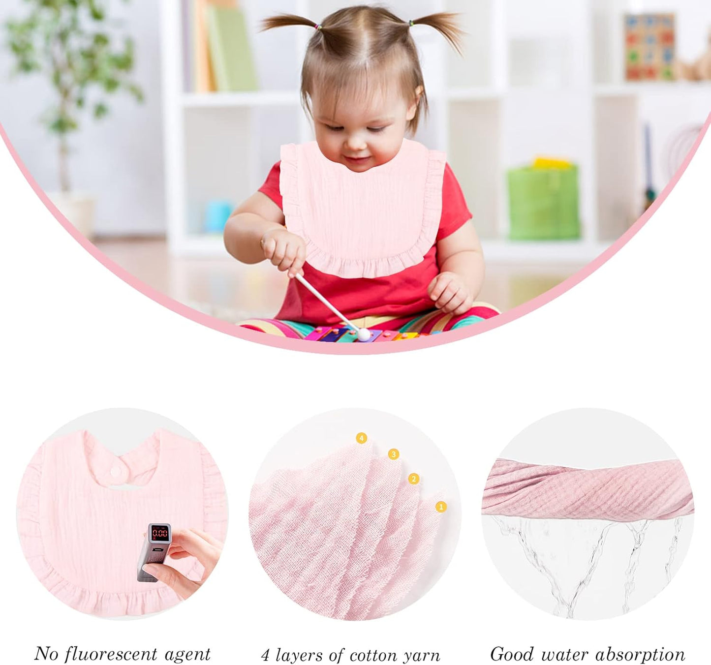 Baby Bibs Muslin Drool Teething Drooling Bibs for Baby Girl Boy Muslin Cotton