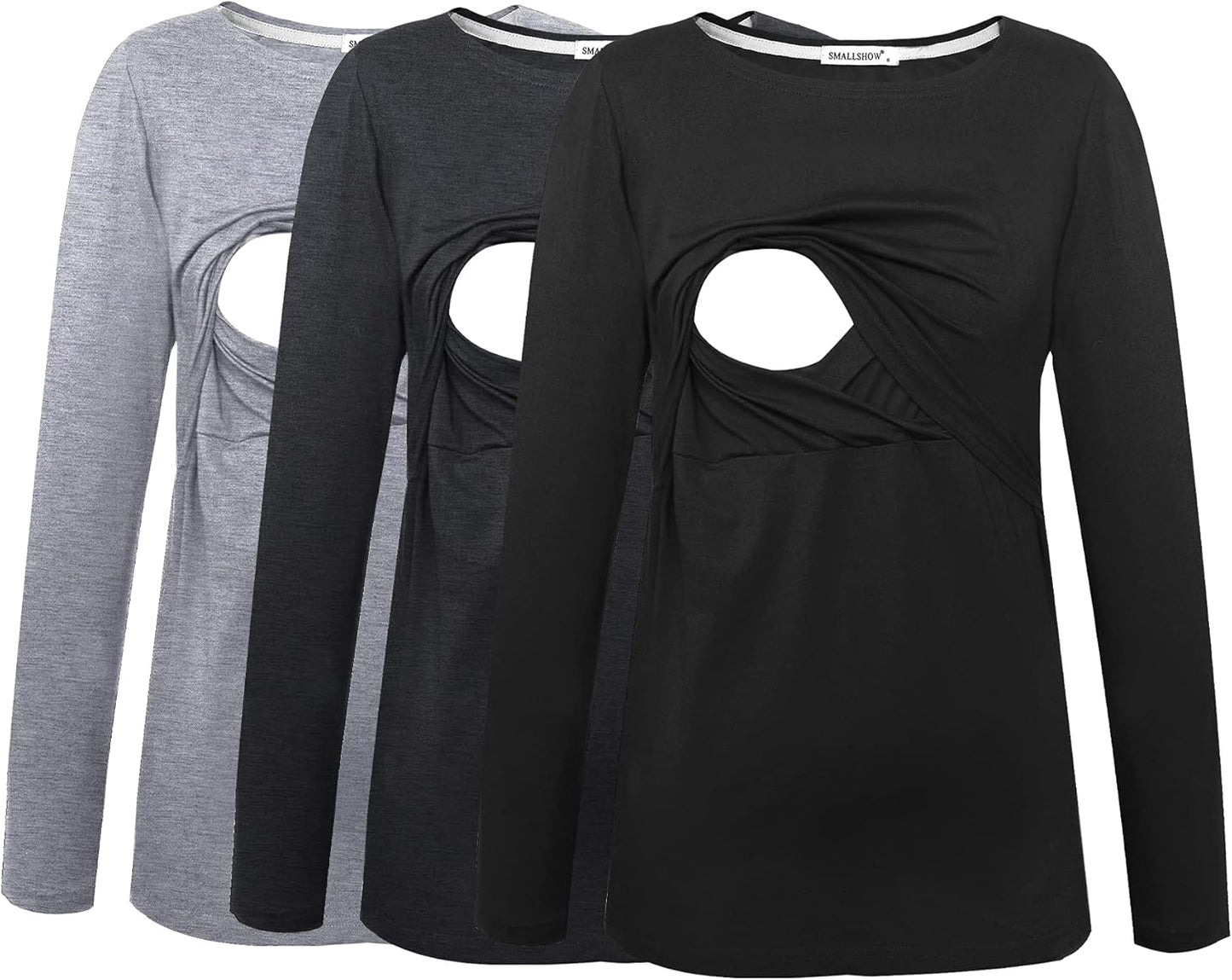 Smallshow Women's Maternity Nursing Tops Comfy Long Sleeve Breastfeeding T-Shirt
