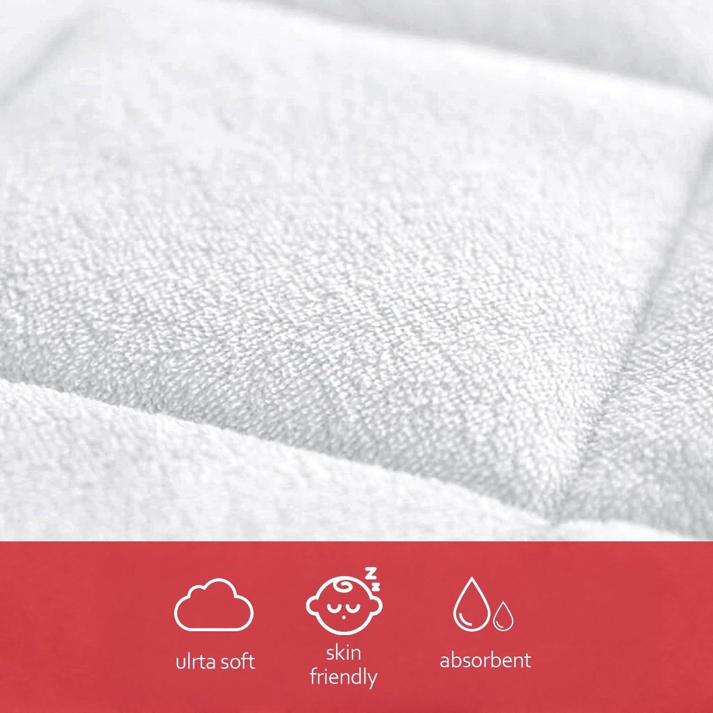 Diaper Changing Pad Liner Non-Slip, Waterproof Terry Mat Changing Pad Cover Liner, Quilted Absorbent Bassinet Liners Washable, 3 Pack 13"x 26" Reusable Portable Changing Table Pad White