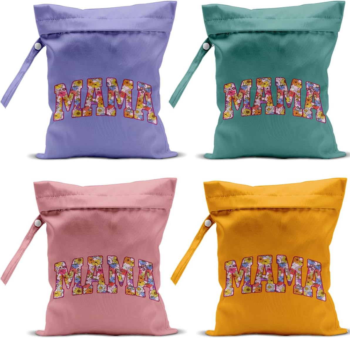 Gifts for New Mom, Mama New Mom Gifts 4 Pack Cute Wet Bag Waterproof Reusable Wet Dry Bag for Swimsuit Clothes Diaper Travel Beach Pool Toiletries Cruises Birthday Camping Postpartum Christmas