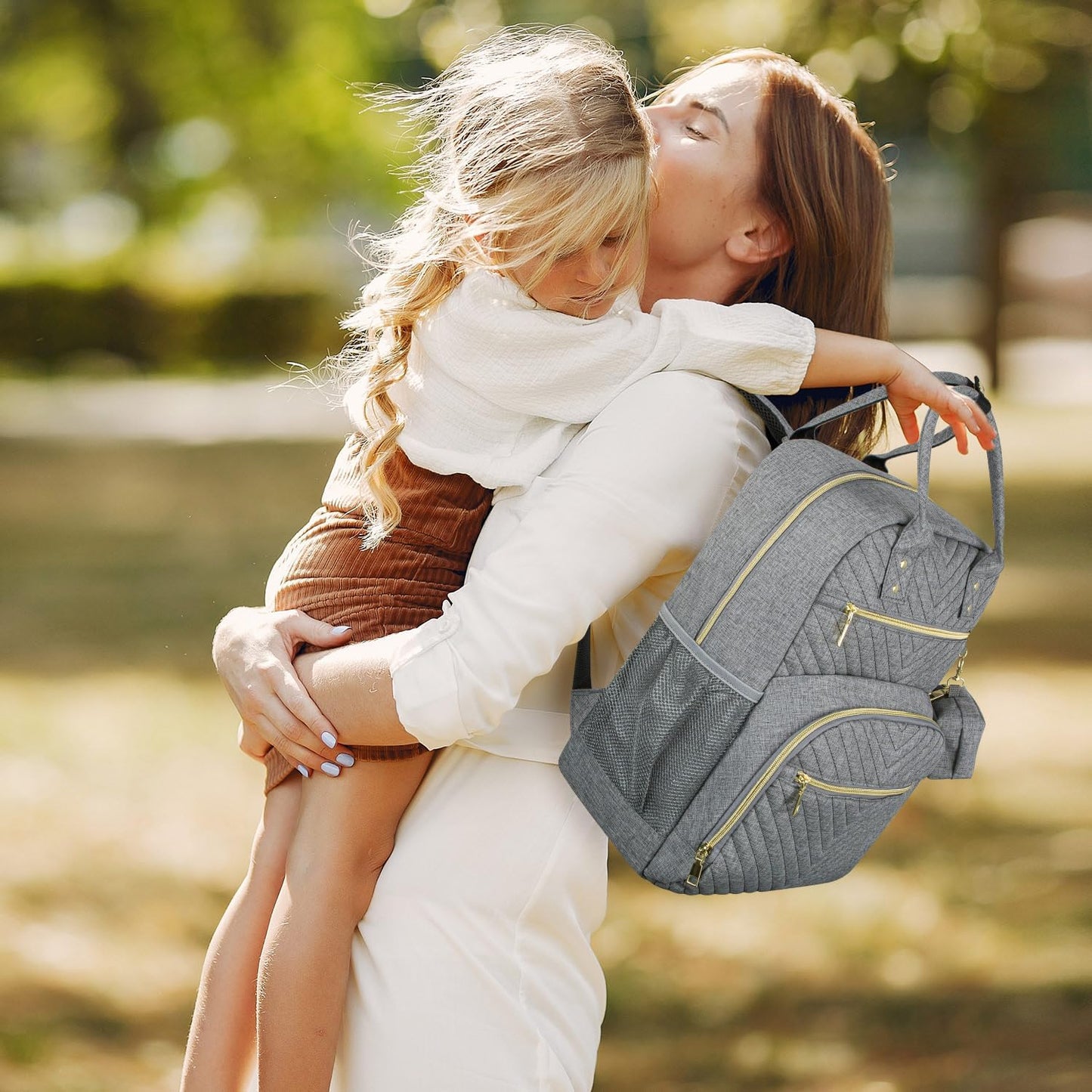 Diaper Bag Backpack,Baby Essentials Diapers Bag with Pacifier Case,Multipurpose Stylish Large Capacity Travel Backpack for Baby Girl/Boy(M-Gray)