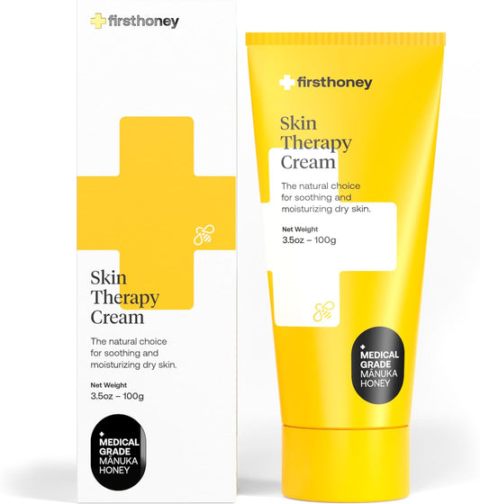 FIRST HONEY® Manuka Honey Cream for Dry & Itchy Skin | Fast Relief for Eczema, Rosacea, Psoriasis, & Dermatitis | Natural & No Fillers | Safe for Babies & Toddlers | 3.5 oz