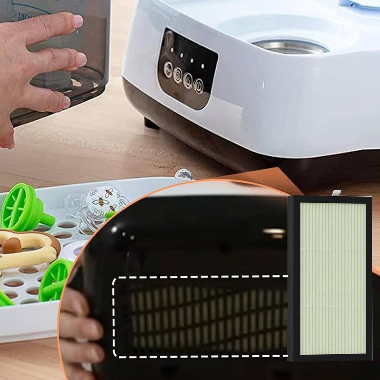 4 Pack Dryer Advanced HEPA Filter Compatible with Dr. Brown's Dryer - Dryer Advanced Filter for Baby Bottles and Pacifiers, Steam Baby Bottle Dryer Advanced