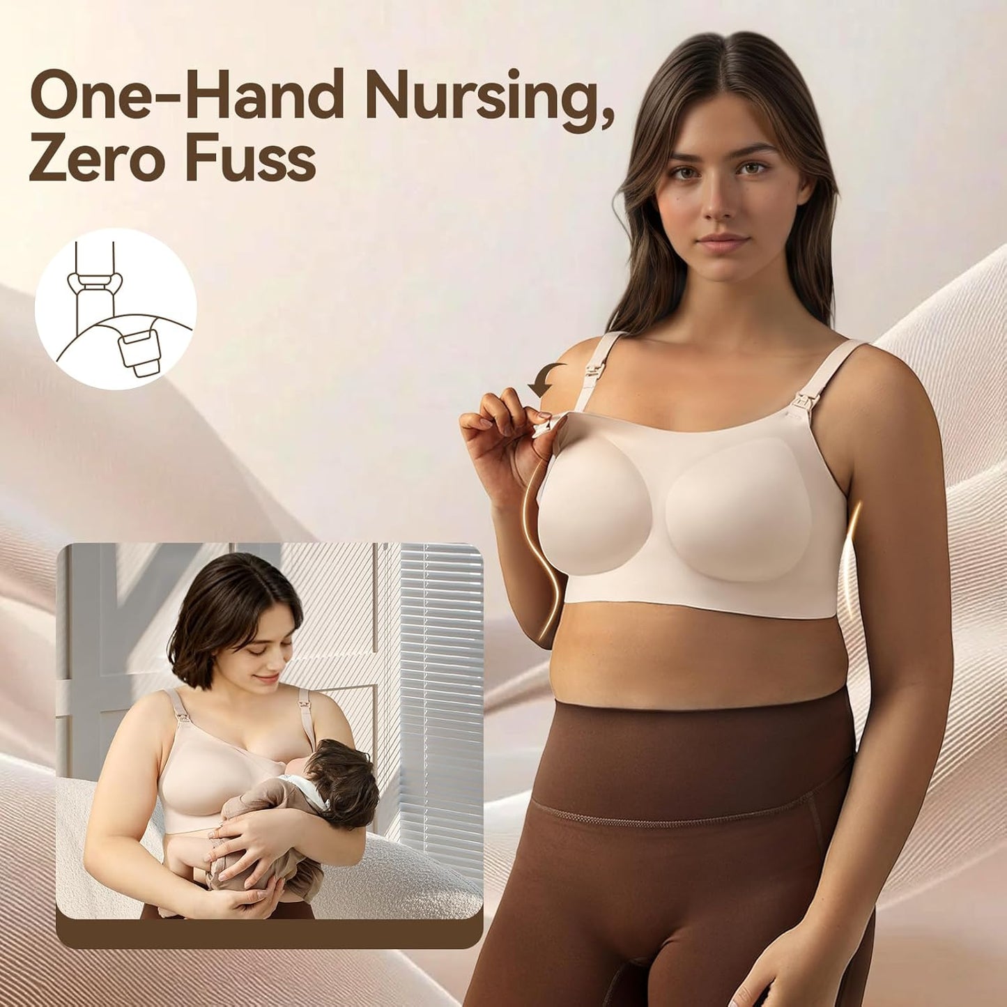 Nursing Bras for Breastfeeding, Leakproof Seamless Comfort Maternity Bras for Pregnancy Sleep with Extra Extender