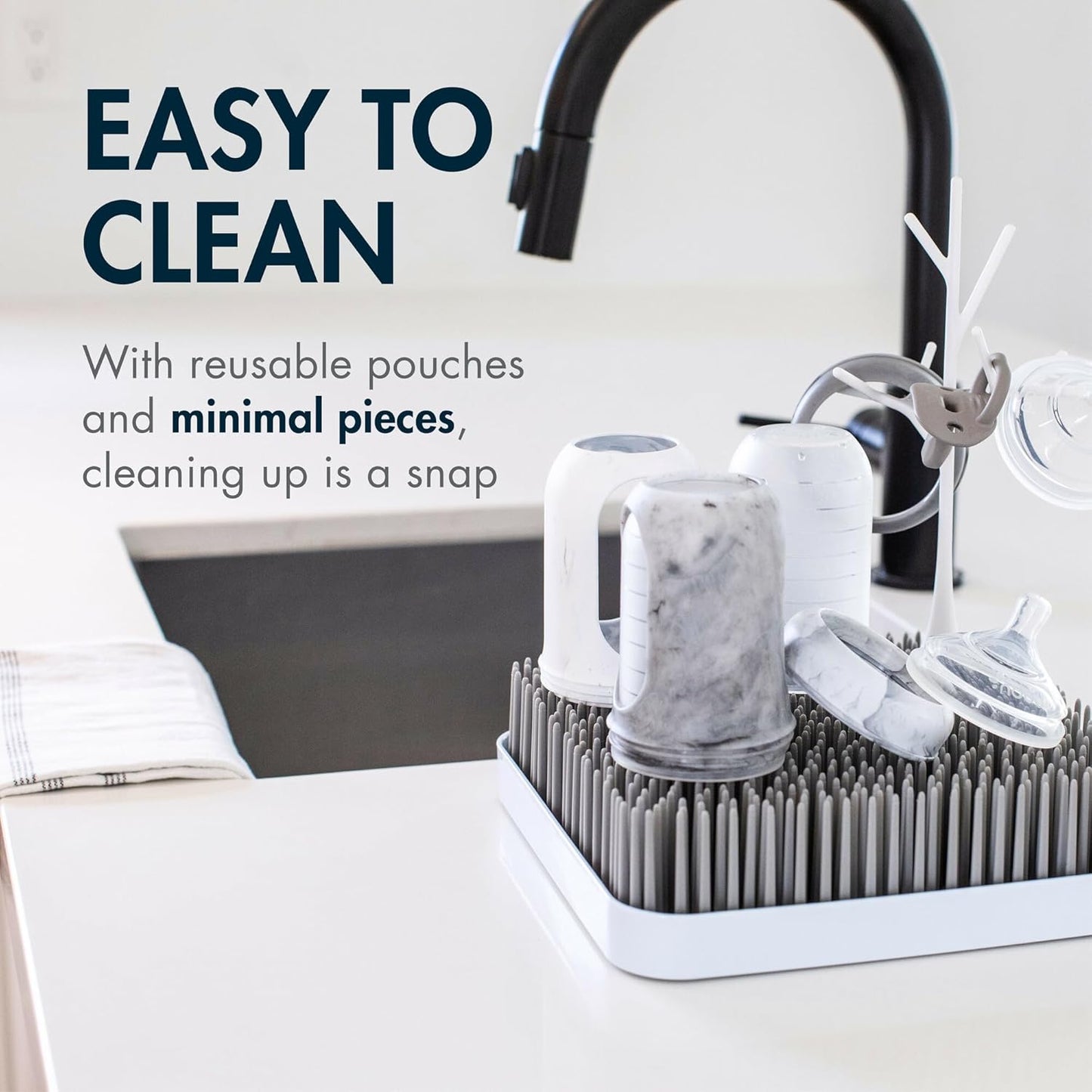 Boon Nursh Reusable Silicone Pouch Baby Bottles - Medium Flow Nipple - Silicone Baby Bottle Pouch and Nipple - Baby Feeding Essentials - Tie Dye - 3-6 Months - 3 Count - 8 Ounce