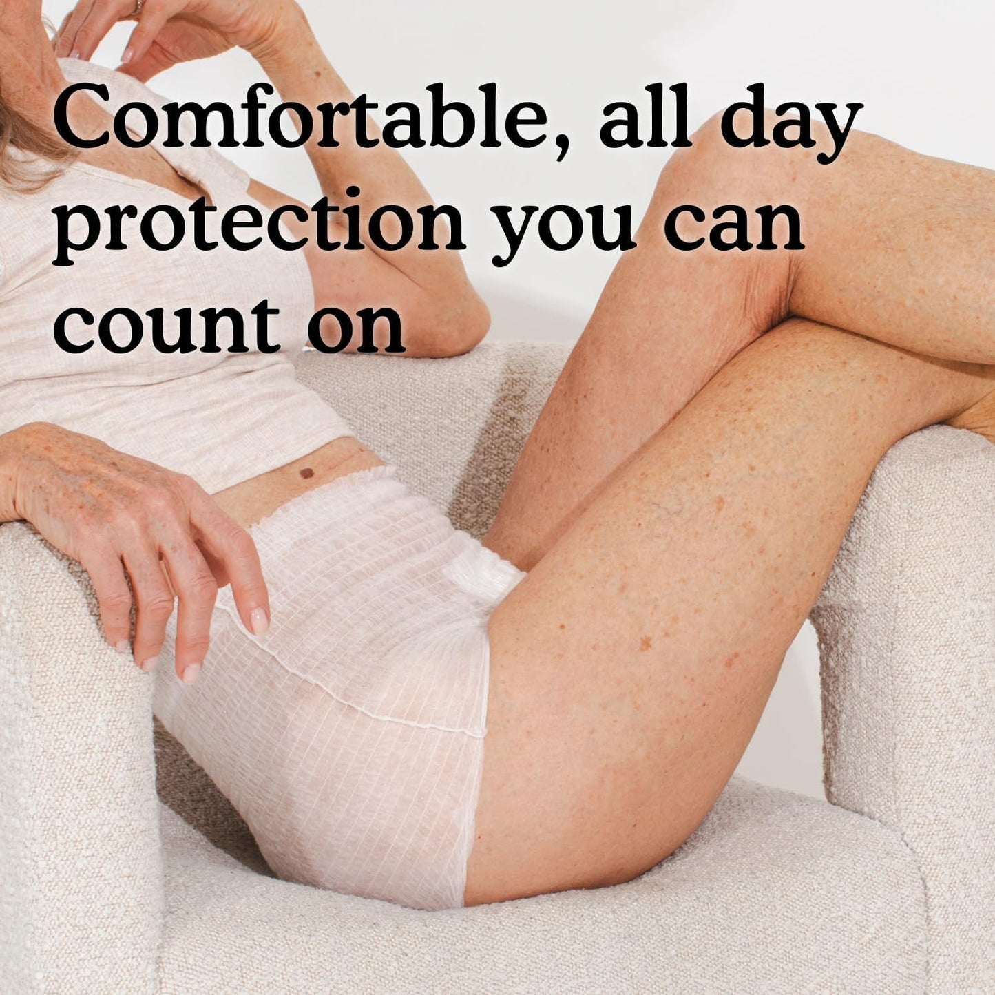 Because Adult Incontinence Underwear for Sensitive Skin - Women - Premium Overnight Disposable Briefs, Anti Odor - White, X-Large - Absorbs 6 Cups - 48 Count (4 Packs of 12)