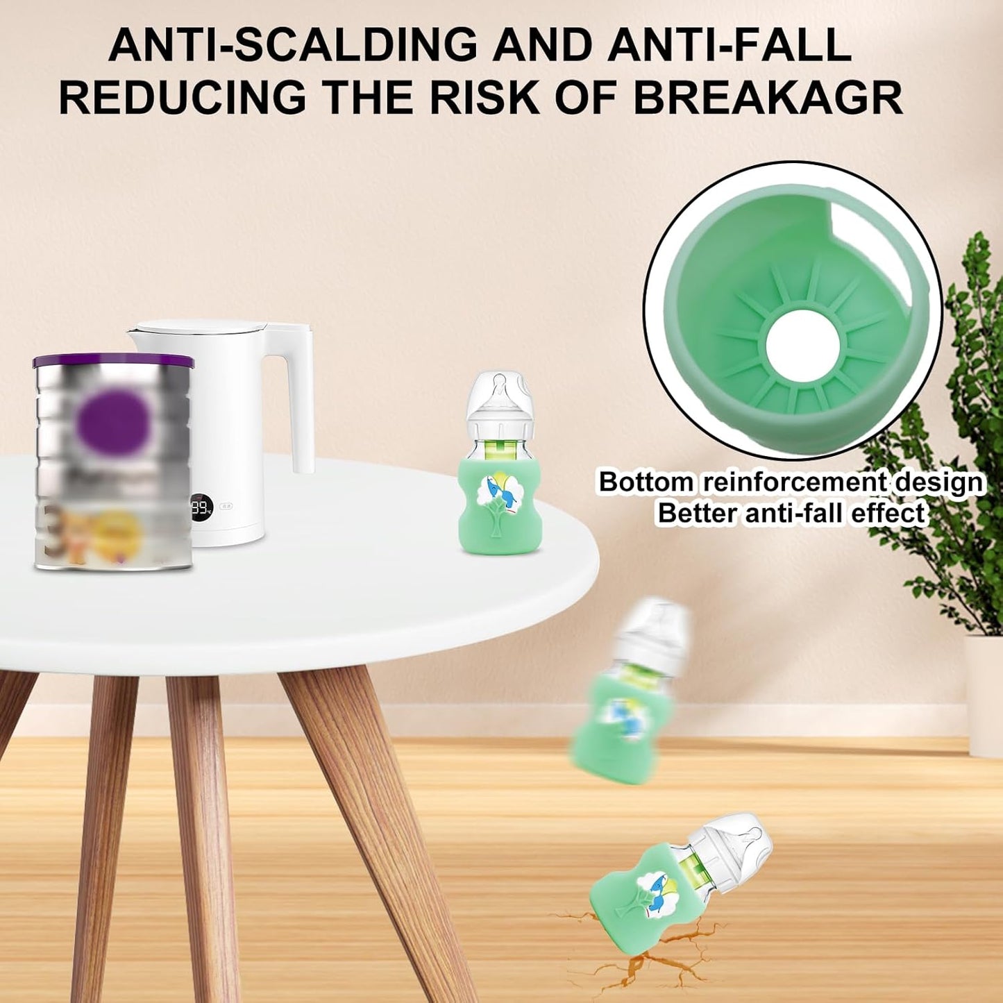 3 Pack Anti Breakage Baby Bottle Holder, Silicone Sleeves for Dr. Brown's Natural Glass Baby Bottles, Anti Flow Sleeve for Infant Bottles (5 Ounce)