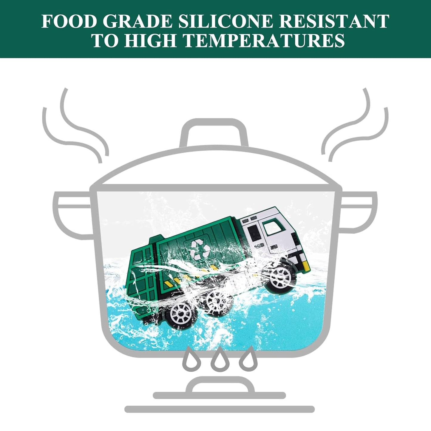 Baby Silicone Teether,Sensory Chew Toys,BPA Free Soft and Effective Infant Teething Pain Relief Toys,Freezer Safe,Food Grade Silicone,Best Shower Gift for Boys and Girls (Garbage Truck)