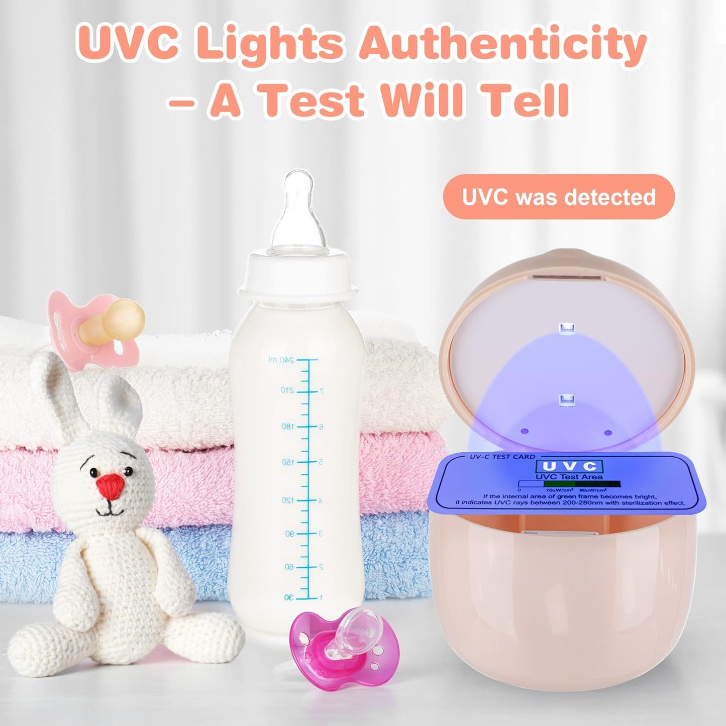 Qualirey Portable Pacifier Disinfection, Mini UV Light Disinfection, 99.99% Disinfection in 3 Mins, USB Rechargeable, Mini UVC Disinfection Box for Baby Pacifier, Bottle Nipples, Teethers (Pink)