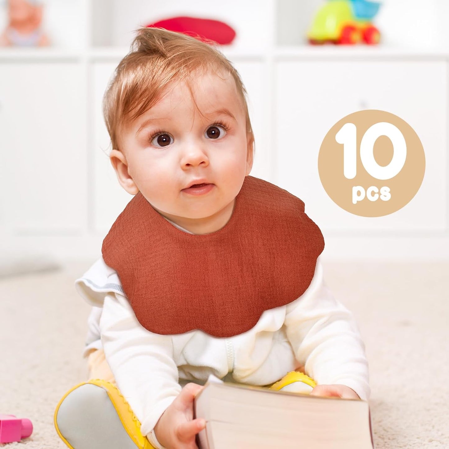 Baby Bibs Muslin Bibs for Baby Girl Boy for Drooling and Teething 10 Pack