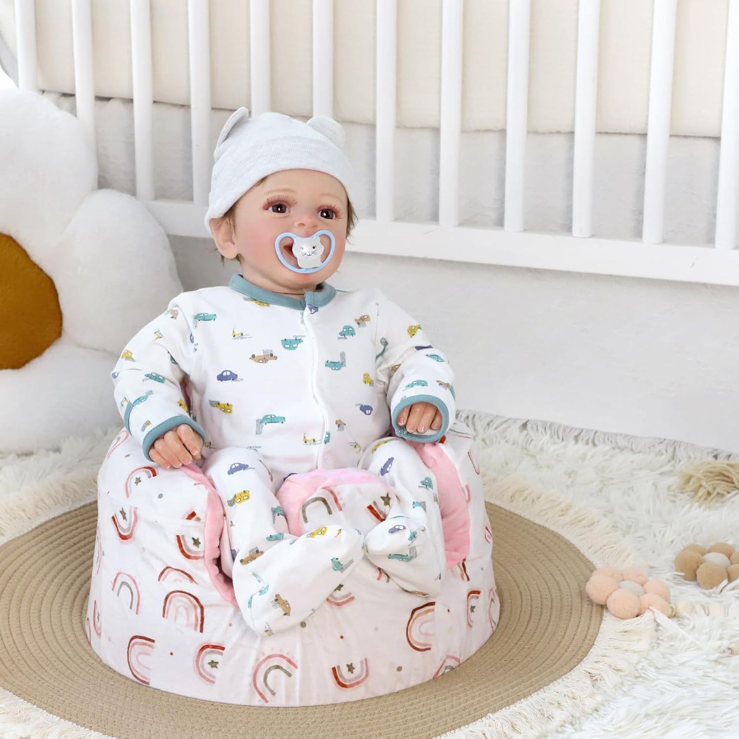 DILIMI Minky Seat Cover Compatible with Bumbo Seat, Removable Ultra Soft Comfortable Warm Seat Slipcover for Baby Girl and Boy, Rainbow