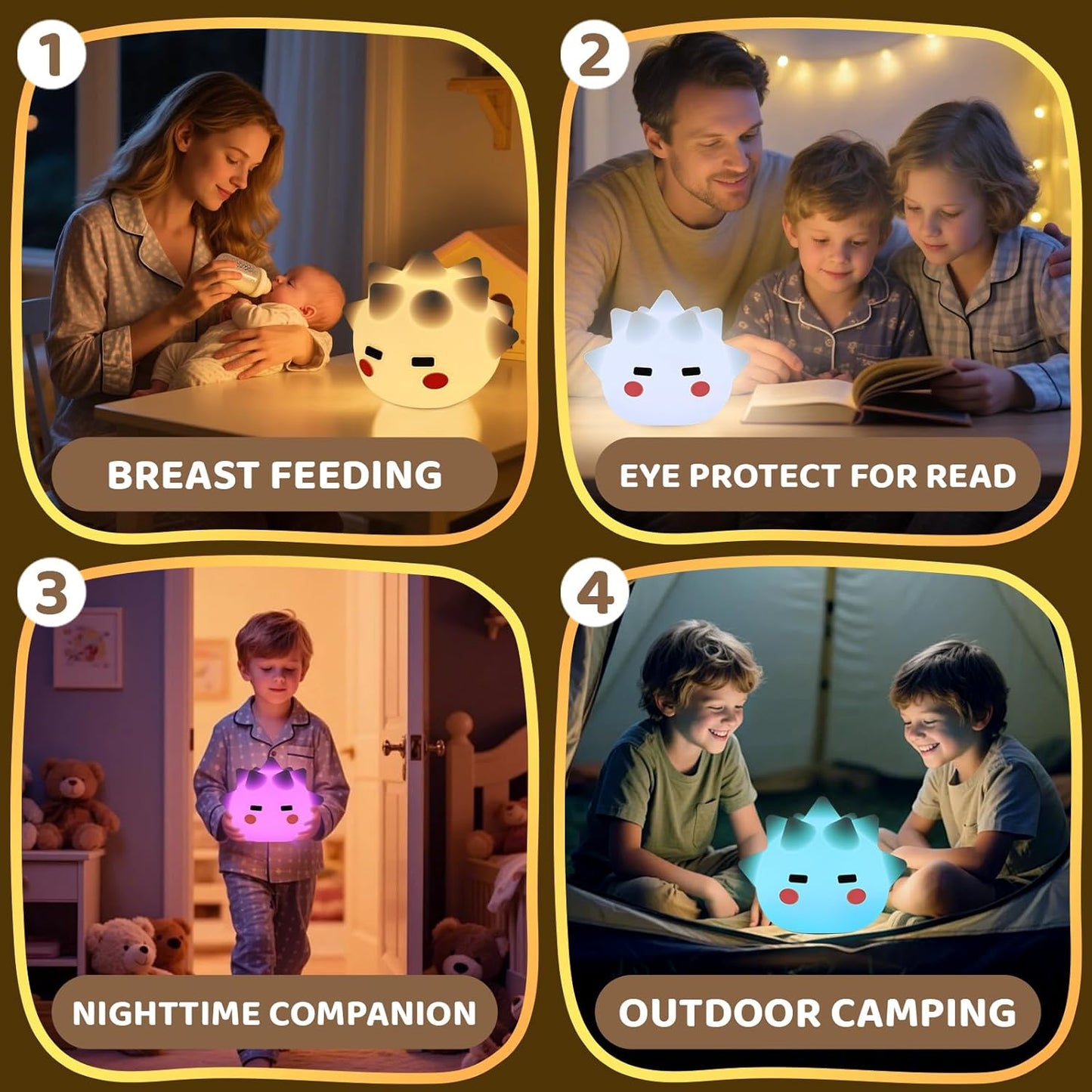 Cute Monster Lamp, 8 Color Changing Dimmable Timer Bedside Nightlights, Squishy Silicone Lamp Cute Gifts, Rechargeable Voice Nursery Lamp for Baby/Toddler