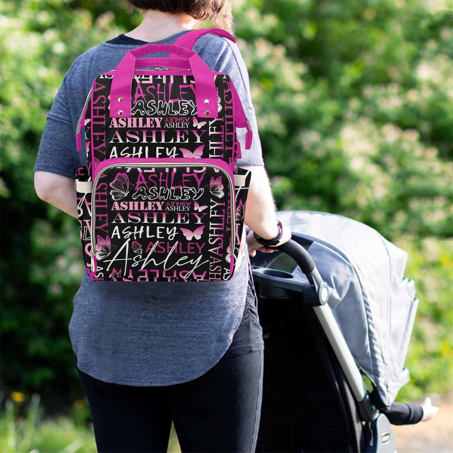 Customize Diaper Bag Birthday Gift For Baby Mom Gift Birthday Gift Large Capacity Daycare Bag Hiking Bag Travel Bag Mommy Diaper Bag, Colorful Butterfly