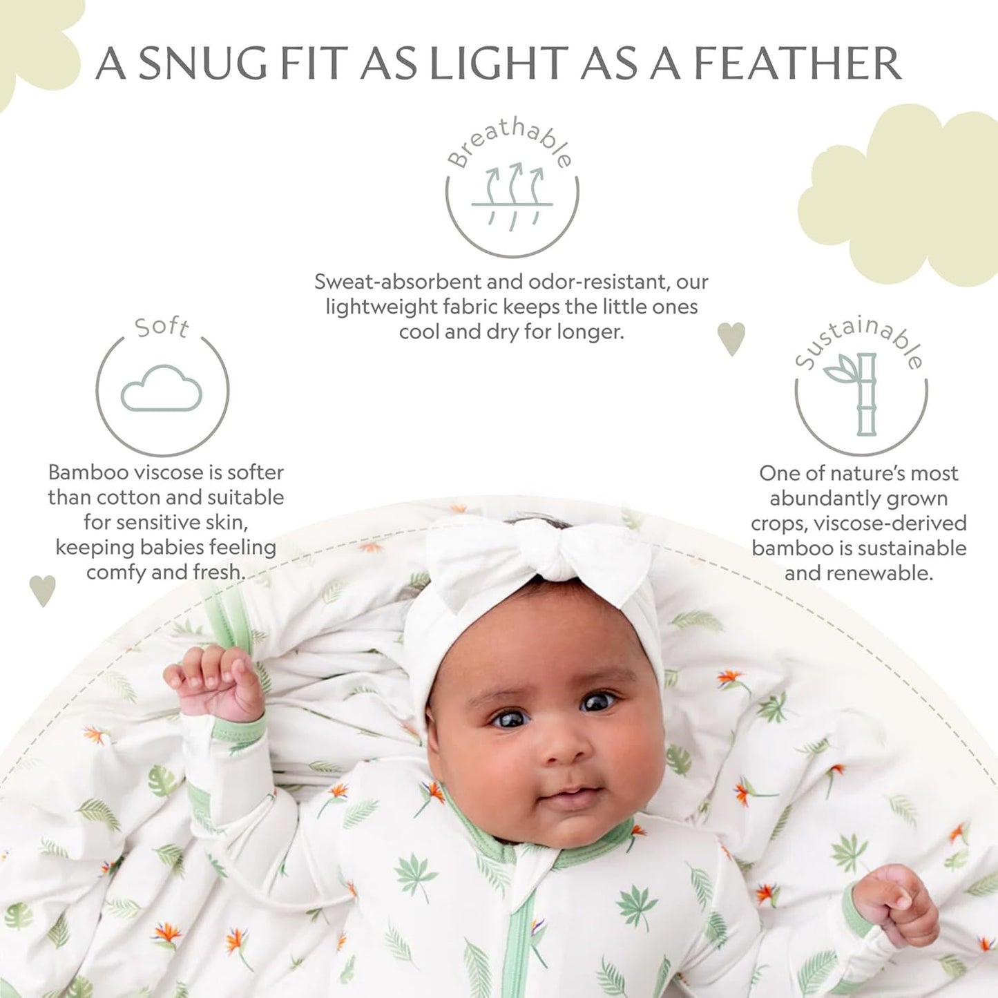 Bamboo Little Soft Baby Footie Pajamas, Baby Clothes, Newborn Sleepers, 95% Viscose and 5% Spandex, 0-24 Months