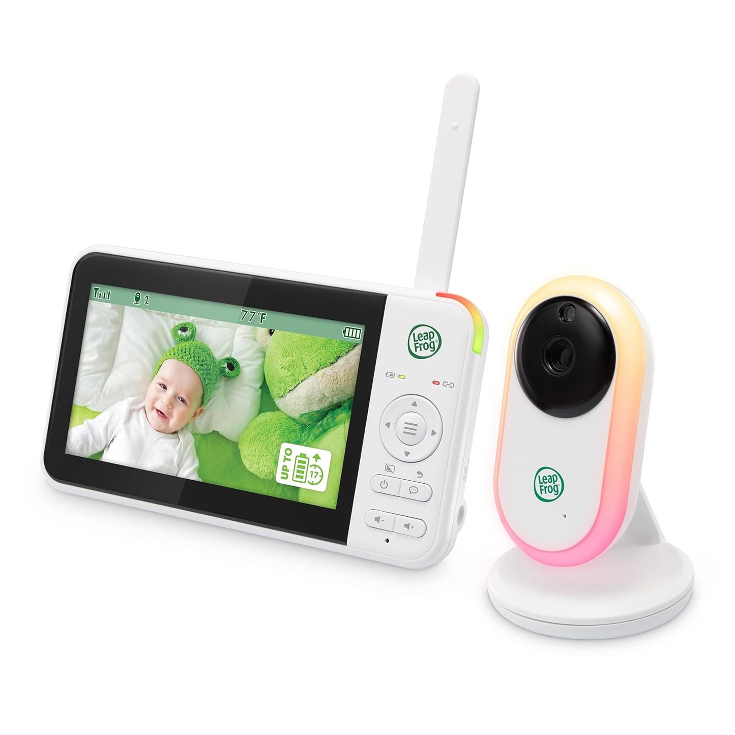 LeapFrog LF2415 Baby Monitor, 5” IPS LCD Screen, 1000ft Range, Night Vision, Soothing Lullabies, NightLight, 2-Way Audio, Temperature Sensor, SecureTransmission No WiFi