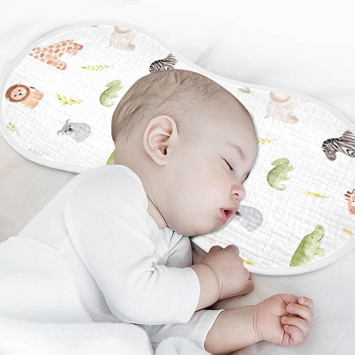 Muslin Baby Burp Cloths Set of 2, Soft Absorbent Safari Animals Muslin Washcloths, Bibs, Face Towel for Newborn Boys Girls, 22 x 11 Inch