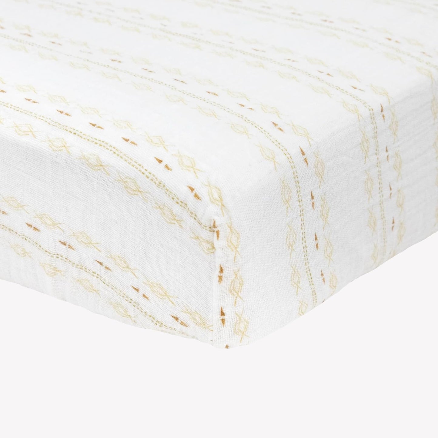 Little Unicorn Premium Crib Sheet | Breathable & Super-Soft Muslin Fabric (Gold Diamond-Stripe)