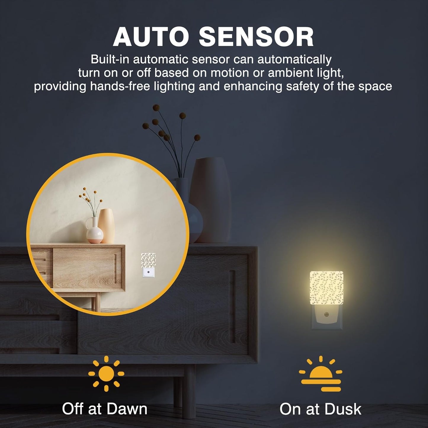 Vintage Flower Night Light, Retro Floral Plug-in Nightlight with Dusk to Dawn Auto Sensor for Home Bedroom Hallway Kitchen 0.5W Sleep Friendly Led Lamp for Women Men