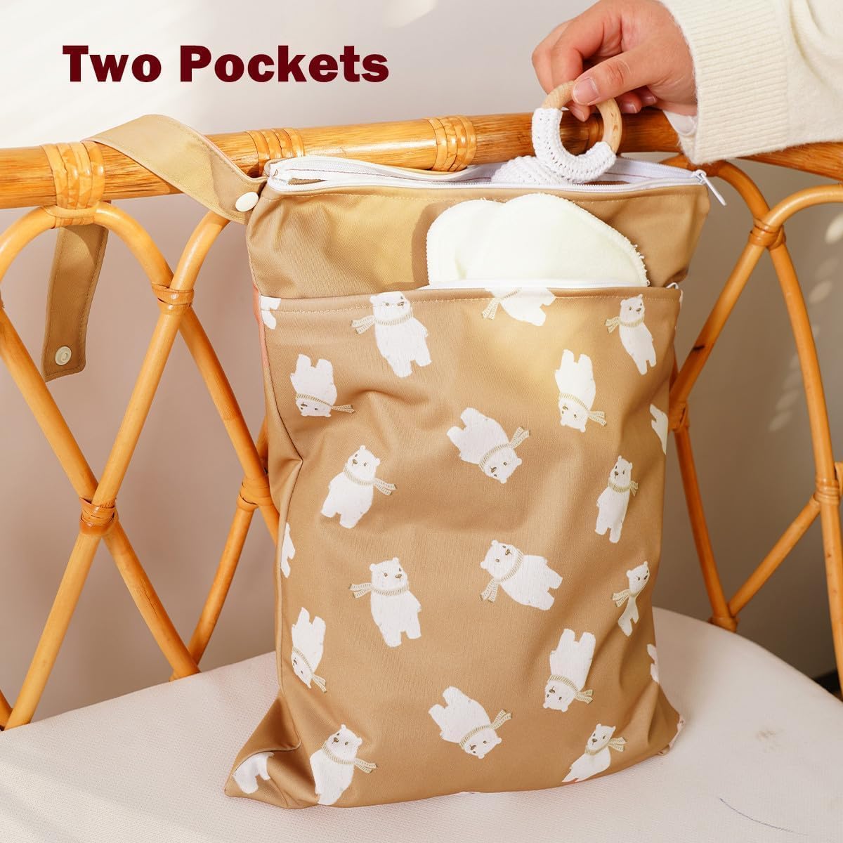 Wet Dry Bags with Two Zippered Pockets and Handle, Reusable Storage Bag for Breast Pump Parts & Baby Items, Waterproof Diaper Bags, Yoga Gym Bag for Swimsuits or Wet Clothes-2pcs, 11.8*15.75"