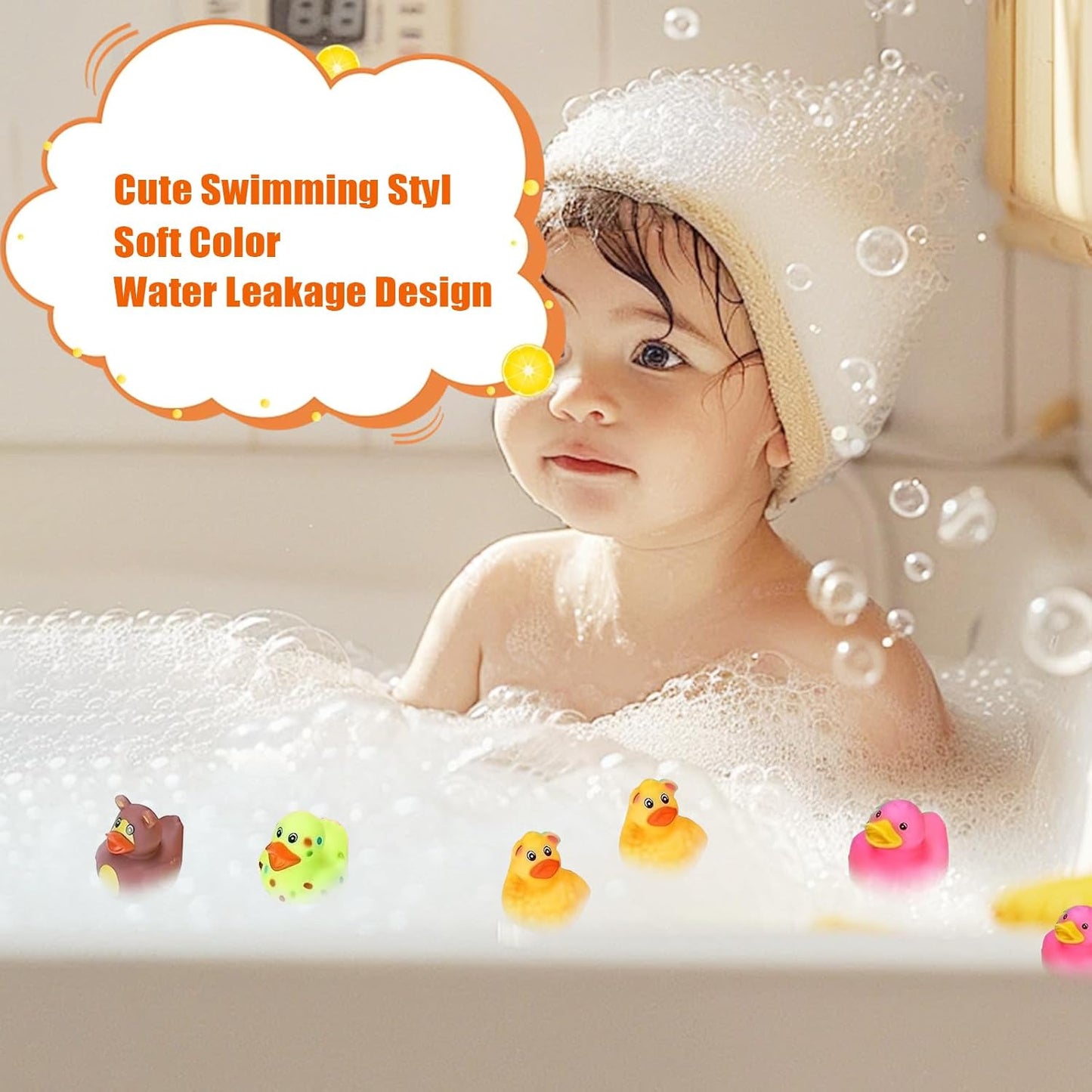 LINICE 100 Pcs Rubber Ducks, Random Assortment Ducks Bulk, Mini Rubber Duckies for Toddler Baby Bath Toys, Kids Bath Pool Toys Birthday Gifts Party Favors