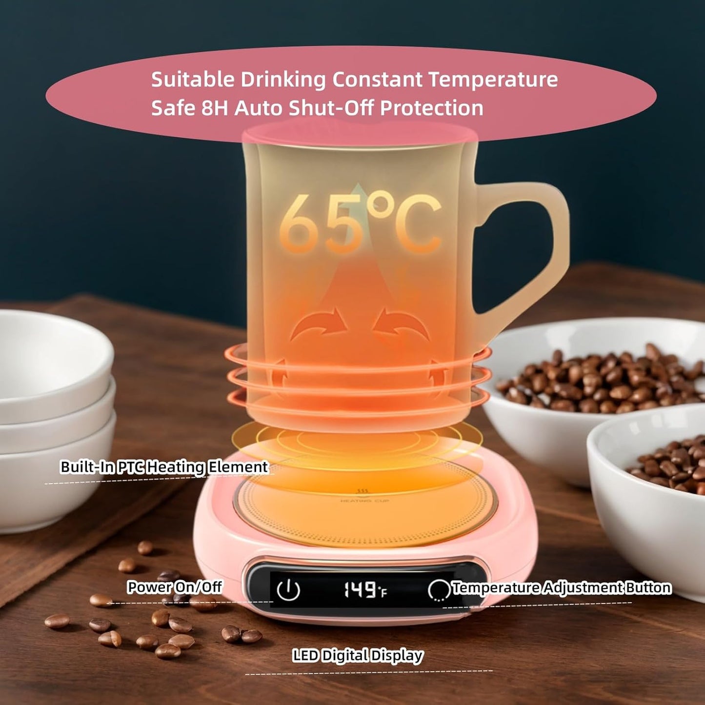 Coffee Mug Warmer for Desk,Multi-Purpose Cup Warmer for All Bottles&Cups,Fast Heating Mug Warmer for Tea &Coffee with 3 Temp Settings,Portable Bottle Warmer for Breastmilk,8 Hours Auto Shut Off,Green