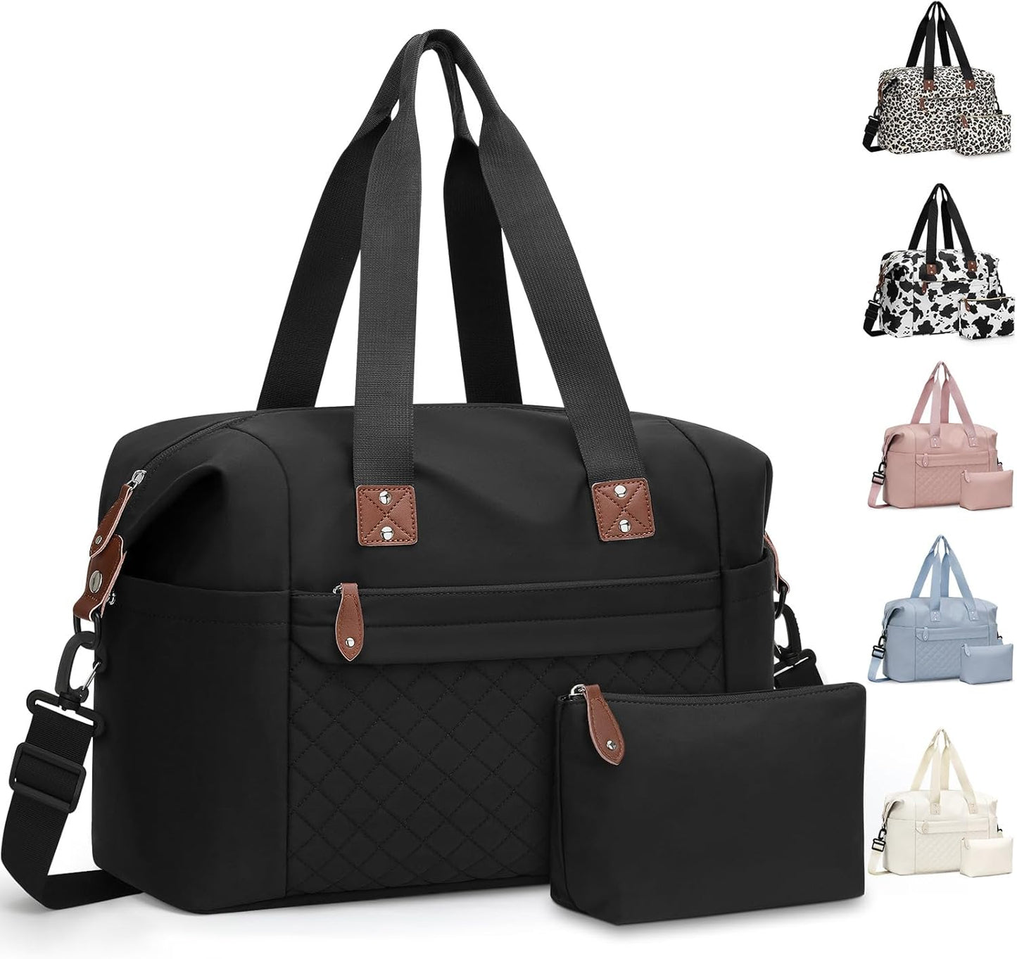 Travel Duffle Bag, Waterproof Weekender Overnight Hospital Bags for Women Men with Toiletry Bag Lightweight Carry on Personal Item Duffle Gym Bag for Travel, Airplanes, Sports