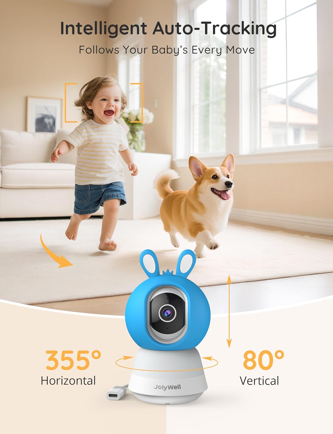2K Baby Monitor with Camera and Audio, 5" Display Wifi Baby Monitor with App Control, Motion & Cry Detection, Night Vision, VOX, Real-Time Record, Temper Sensor, 2-Way Talk, RGB Night Light, Lullabies